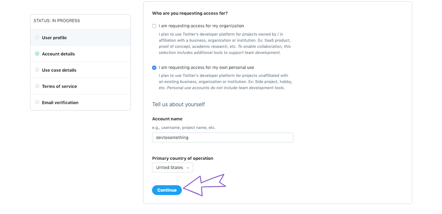 Fill in your account information