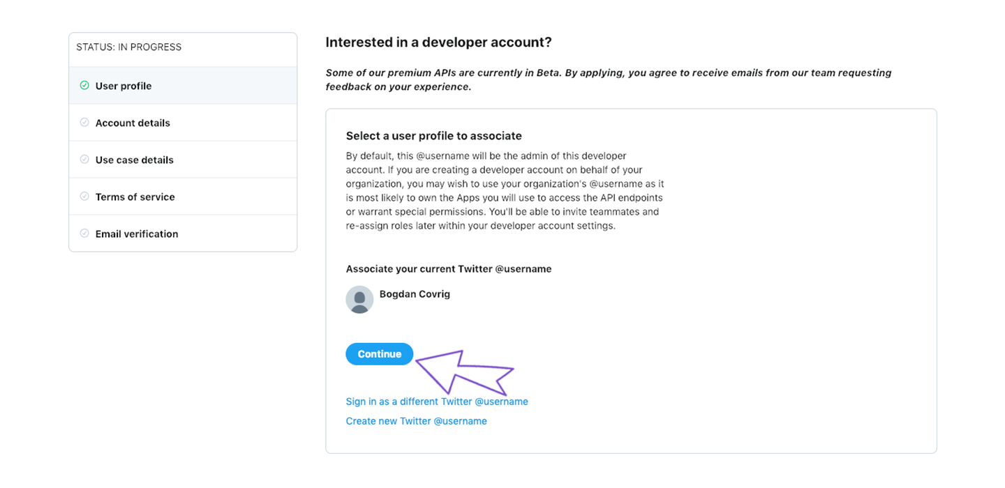 Set up Twitter account