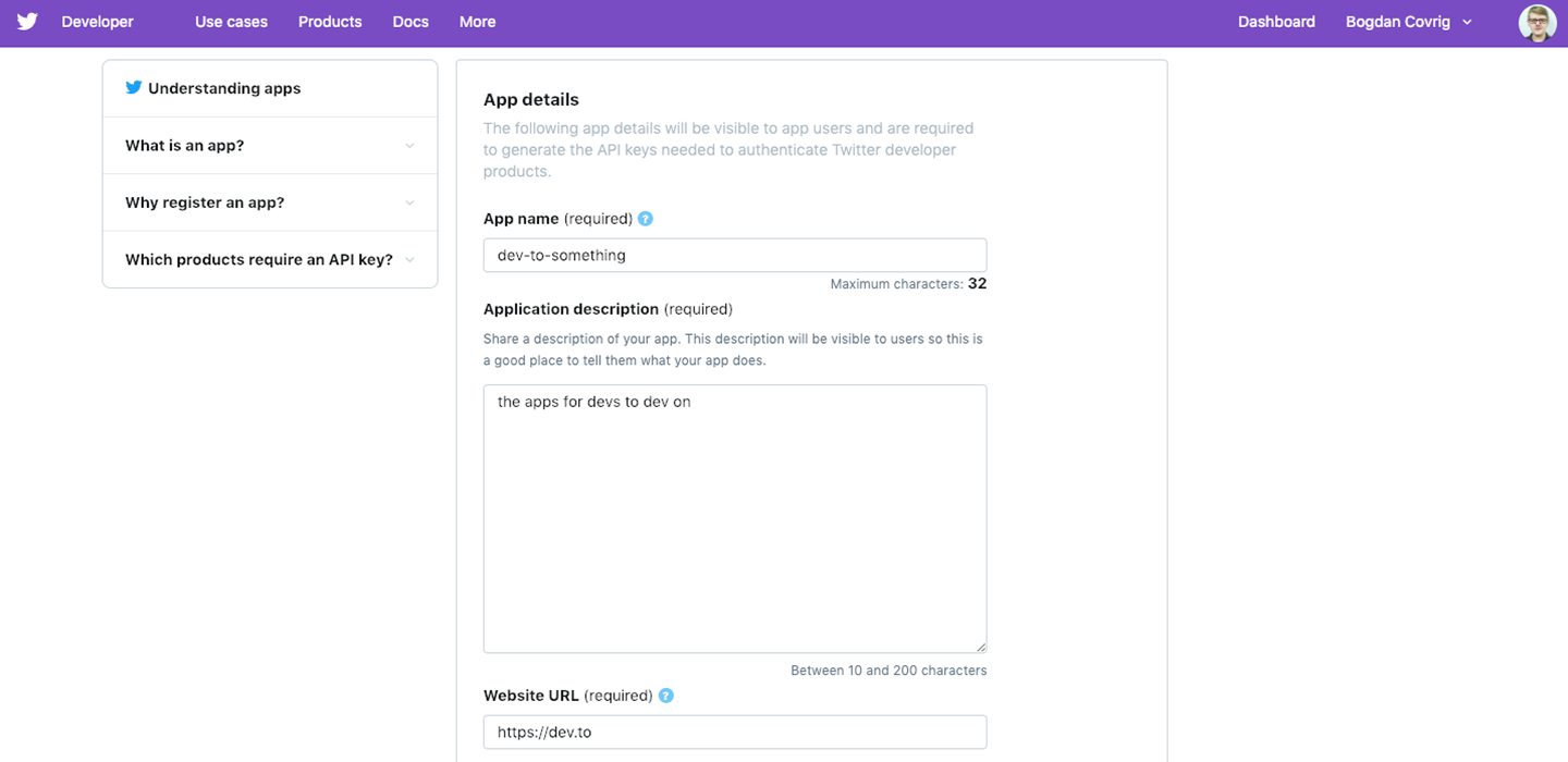 Add name, description, and URL